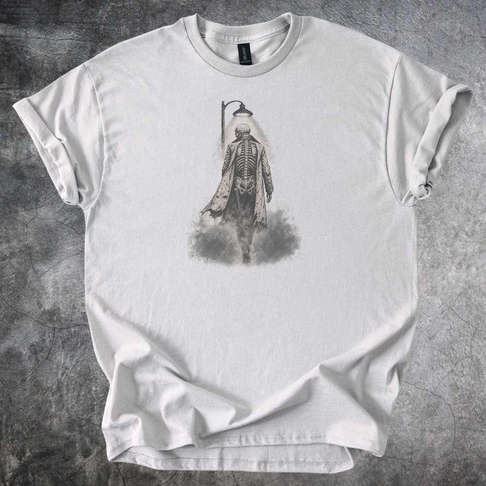 Ghostly Skeleton Walking Into the Fog Tee